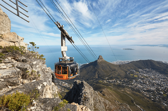 A cable car on Table Mountain
